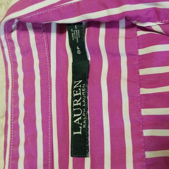 Lauren Ralph Lauren Shirt Womens Size 8P Petite Striped Button Preppy - Picture 4 of 7